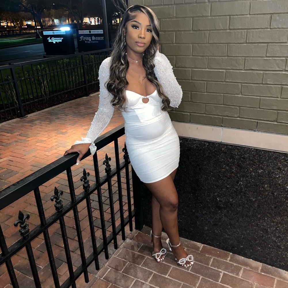 Oh Polly St. Germaine Long Sleeve Embellished Mini Dress